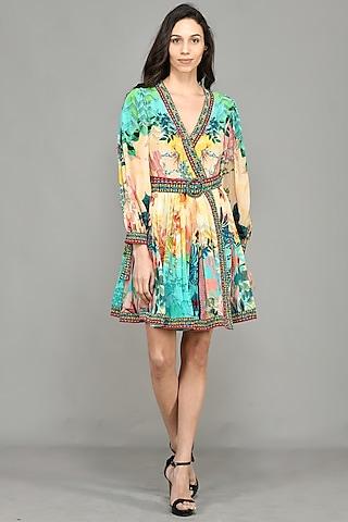 multi-colored printed mini dress