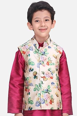 multi-colored printed nehru jacket for boys