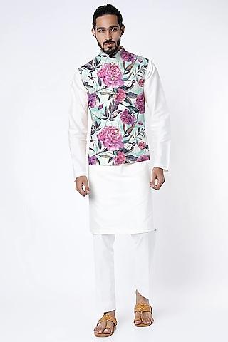multi-colored printed nehru jacket