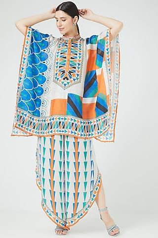 multi-colored printed poncho