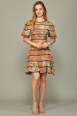 multi-colored printed tiered tunic dress
