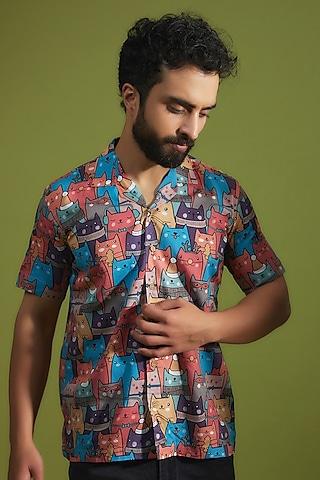 multi-colored pure cotton digital printed shirt