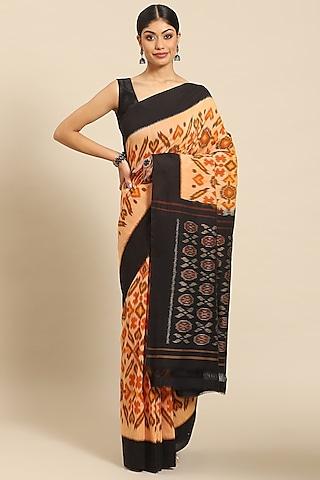 multi-colored pure cotton ikat handloom saree