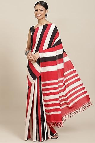 multi-colored pure cotton ikkat handloom saree