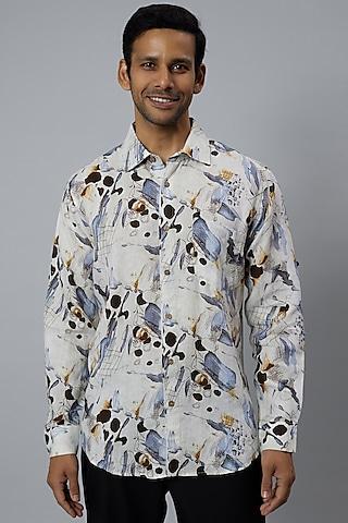 multi-colored pure linen printed shirt