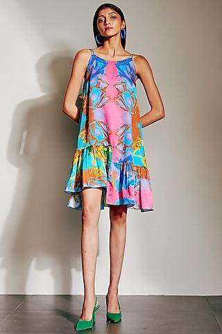 multi-colored ruched dress