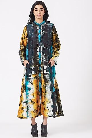 multi colored shibori shirt dress with slip