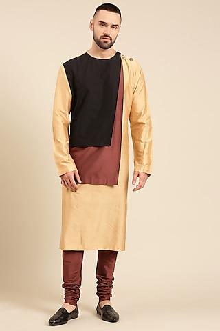 multi-colored silk & chanderi kurta set