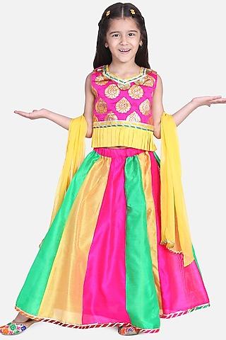 multi-colored silk blend lehenga set for girls