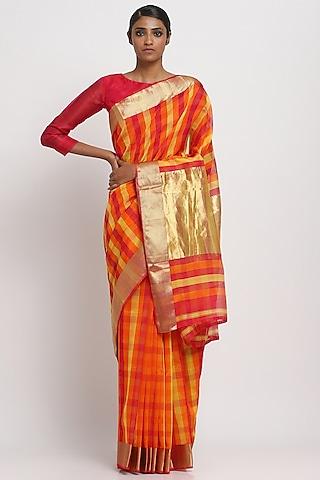 multi-colored silk cotton handwoven saree