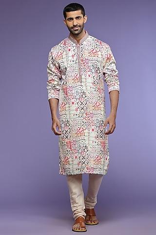 multi-colored silk kurta set