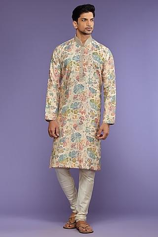 multi-colored silk kurta set