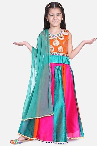 multi-colored silk lehenga set for girls