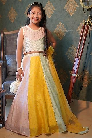multi-colored silk lehenga set for girls