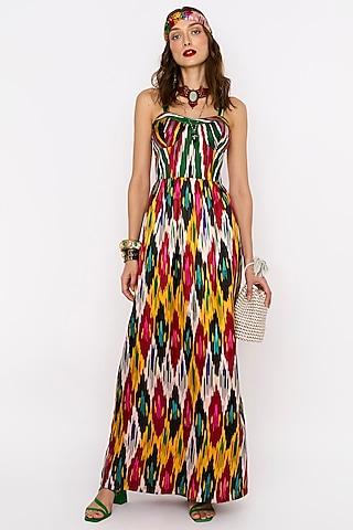 multi-colored silk maxi dress