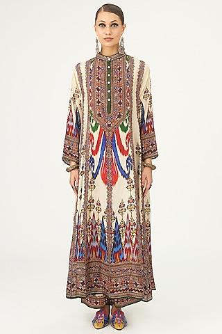 multi-colored silk printed anarkali tunic