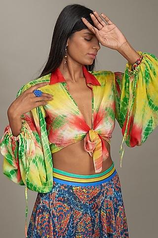 multi-colored silk printed blouse
