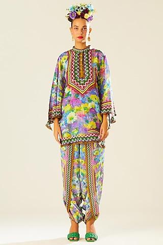 multi-colored silk printed tunic