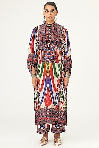 multi-colored silk printed tunic