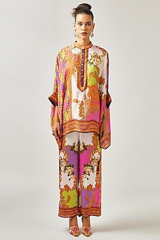 multi-colored silk printed tunic