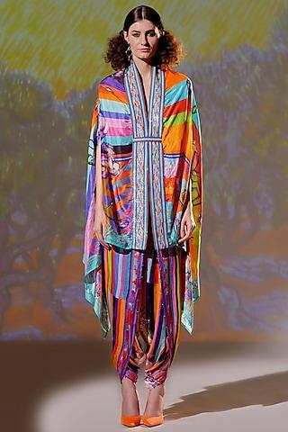 multi-colored silk rectangular cape