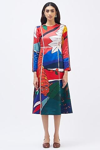 multi-colored silk satin crepe dress