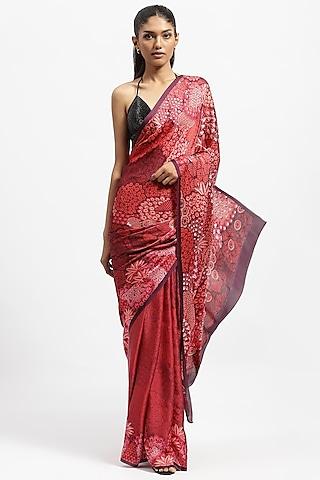 multi-colored silk satin embellished saree