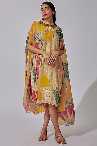 multi-colored silk satin printed tunic