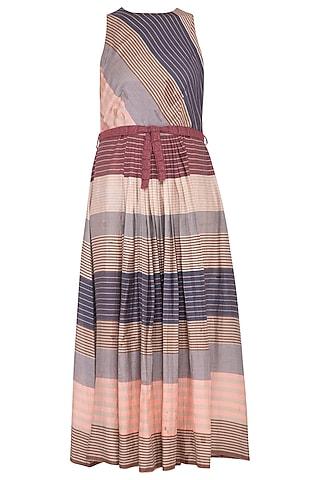multi colored striped pleated dress