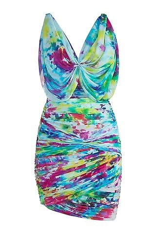 multi colored tie-dye mini dress