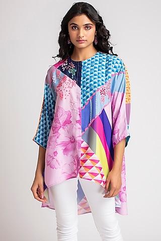 multi colored tunic with graphic print