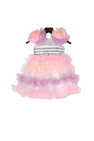 multi colored unicorn dress with frills for girls