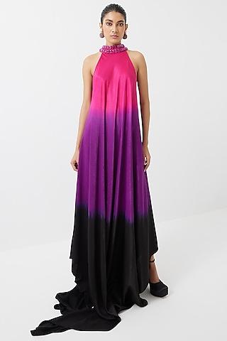 multi-colored vegan silk handcrafted ombre dress