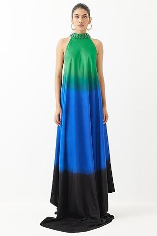 multi-colored vegan silk handcrafted ombre dress