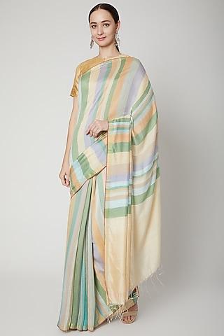 multi colored vertical striped saree set