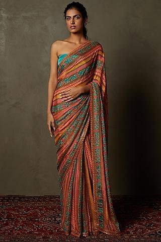 multi-colored viscose chinon & silk satin ariyana saree