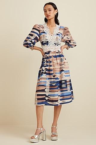 multi-colored viscose linen printed dress