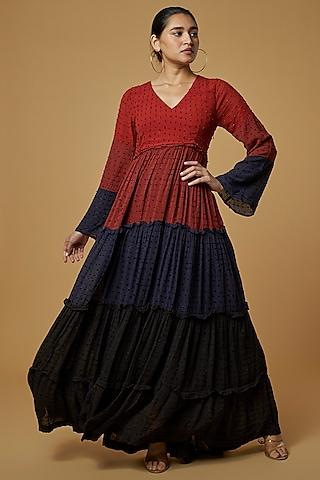 multi-colored viscose maxi dress