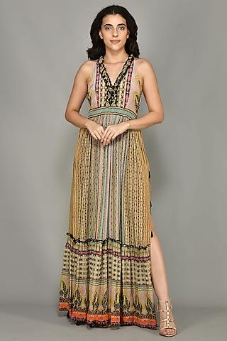 multi-colored viscose printed maxi dress