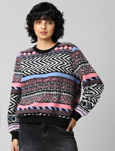 multi-colour jacquard teddy sweatshirt
