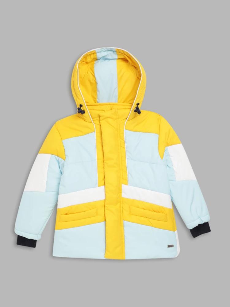 multi colour blocked hooded jacket