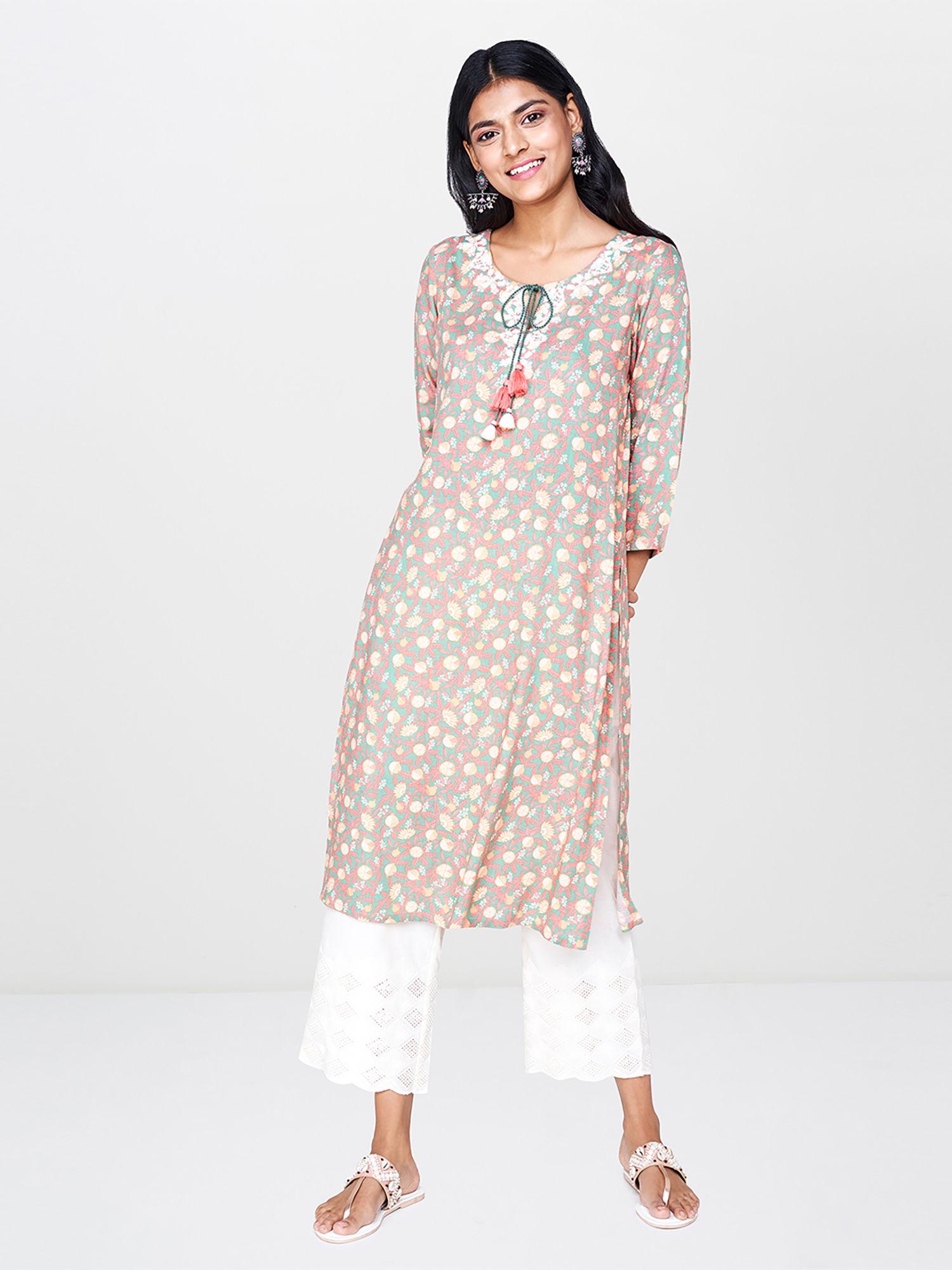 multi colour floral print kurta