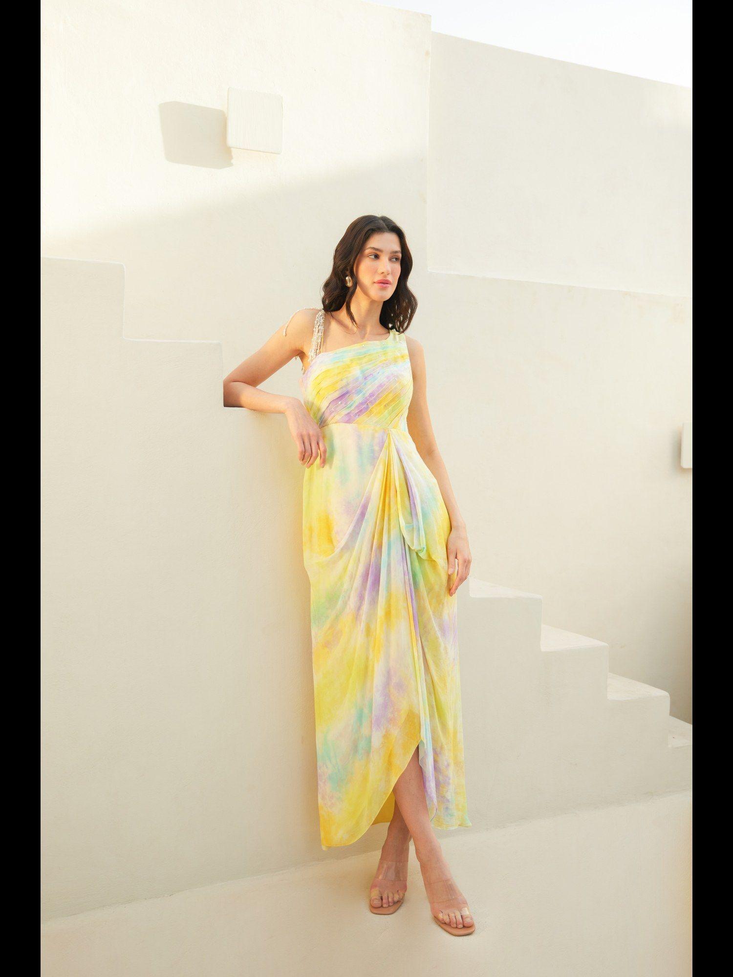 multi colour pleated dress