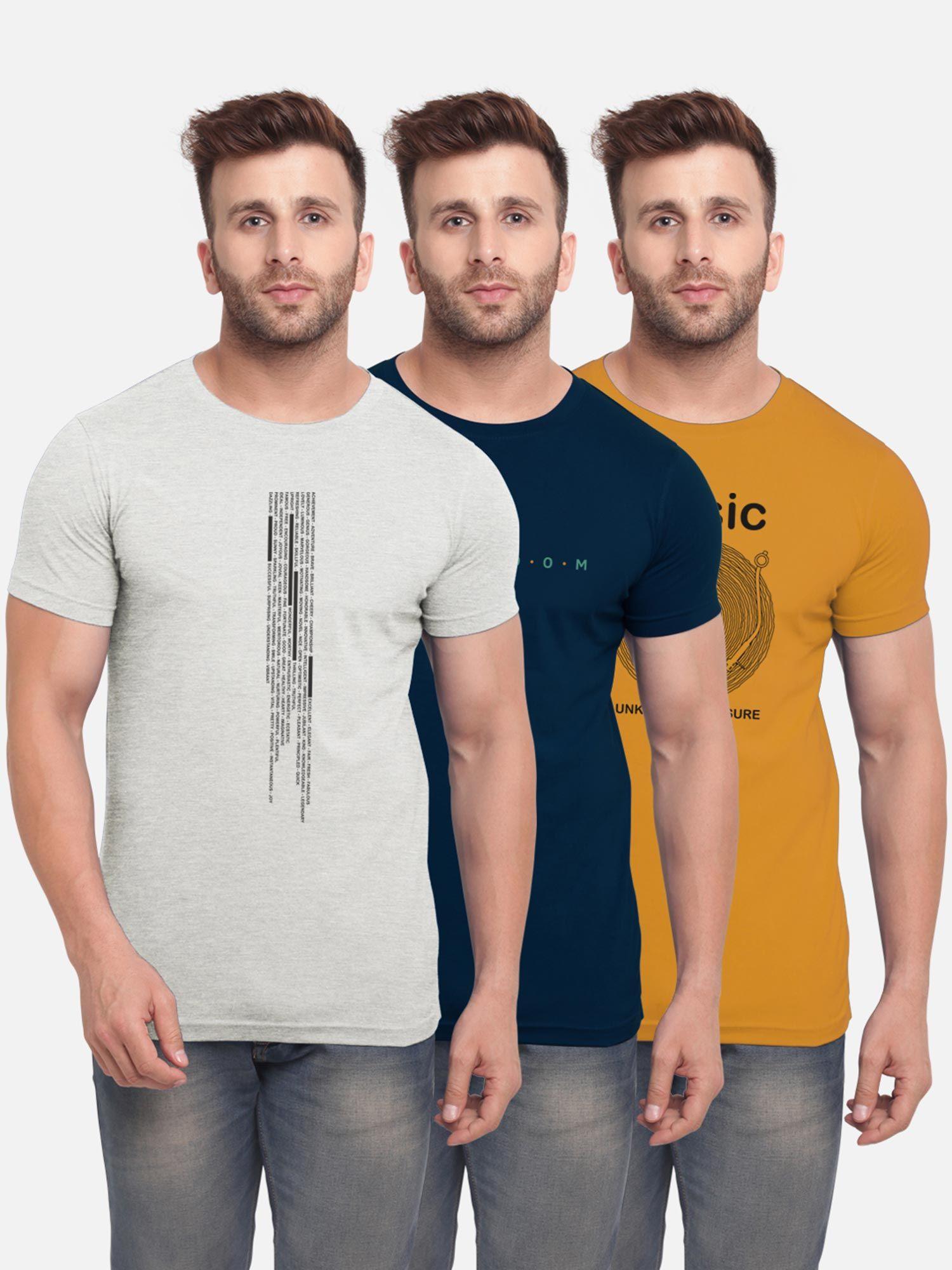 multi-colour printed half sleeve t-shirt for men (pack of 3)