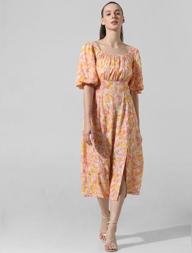 multi-colour printed midi dress