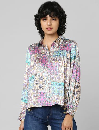 multi-colour satin shirt