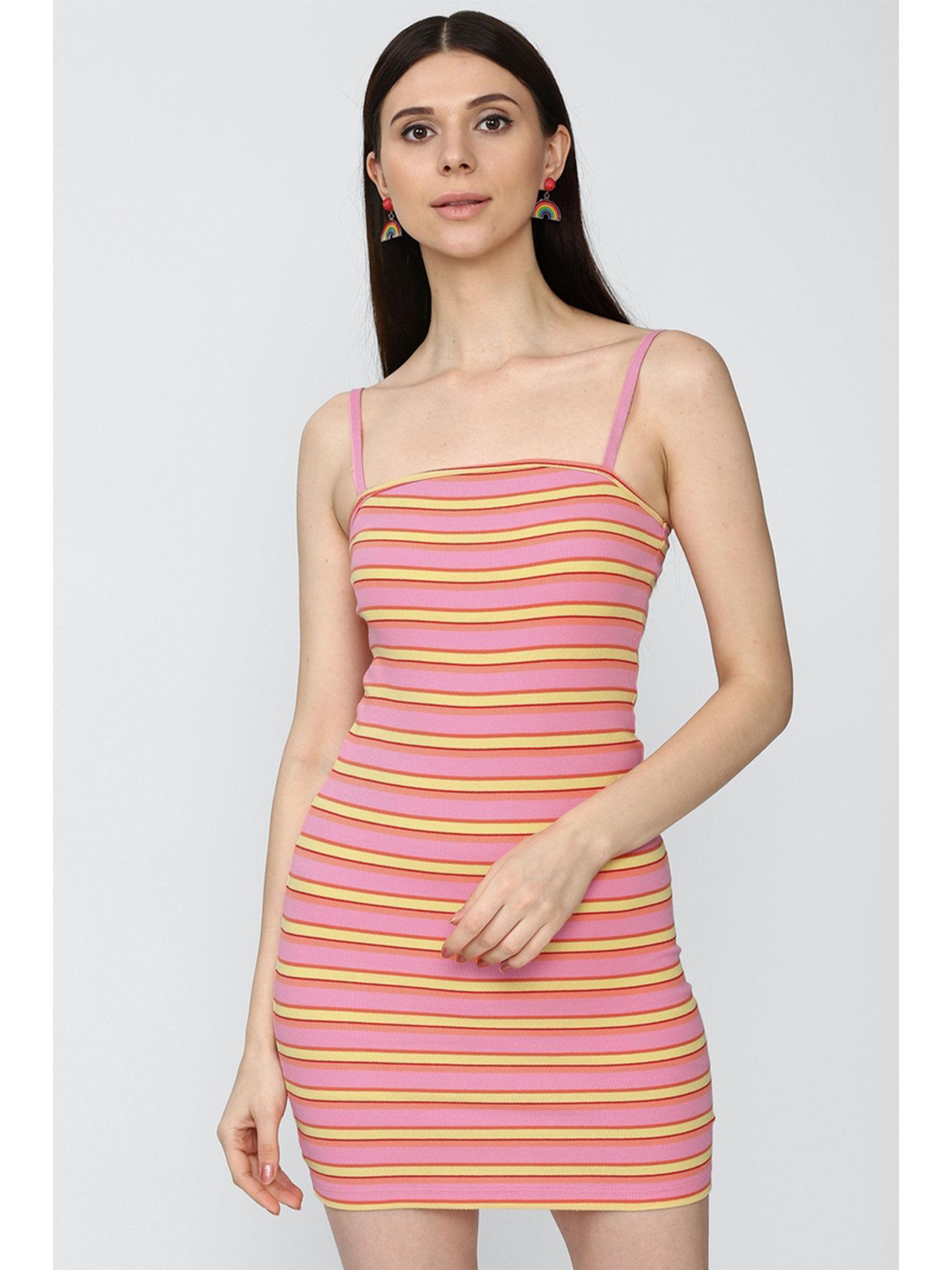 multi-colour stripe mini dress