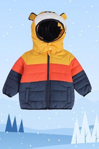 multi-coloured color block casual full sleeves regular hood boys regular fit jacket