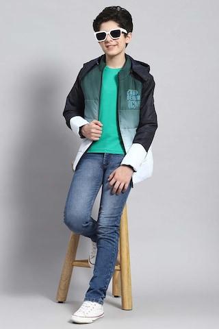 multi-coloured color block casual full sleeves regular hood boys smart fit jackets