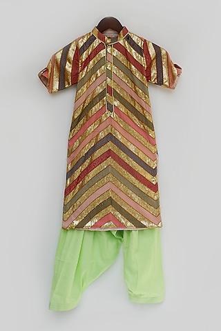 multi-coloured embroidered kurta set for girls